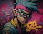 paint real graffiti art on the street wall