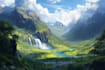 draw fantasy background and landscape