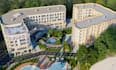 visualize beach resort,waterfront property design,hotel complex,cgi urban render