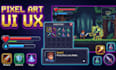 pixel art UI UX, game assets icons, console pixel game, game ui design, props