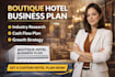 develop a boutique hotel business plan with industry research cash flow plan