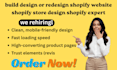 build design or redesign shopify website shopify store design shopify expert