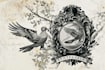 create an etching style wedding crest or illustration