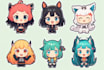design cute animals emoticon, stickers, character, chibi