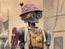 create a futuristic robot character illustration