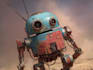 create a unique and detailed robot character illustration