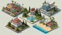draw unique isometric map illustration flat design 2d isometric map