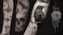 hand draw a custom black and white tattoo design