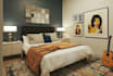restyle 3d studio apartment interior, open plan space render, 3d bedroom layout