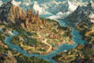do fantasy map illustration