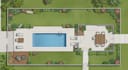 design layout 2d, landscape garden, backyard, pool