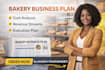 create a bakery business plan with cost analysis, revenue streams execution plan