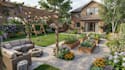 design backyard, front yard, garden, patio and pool with architectural 3d