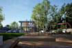 recreate master plan, site landscape design, residential development, 3d render
