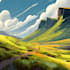 illustrate beautiful flat landscape illustration art