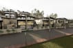 zone3d residential development,hillside estate,terraced townhouses,aerial render