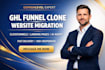 clone gohighlevel transfer website funnel conversational ai migrate ghl setup VA