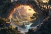draw fantasy background and landscape
