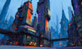 design a futuristic cyberpunk city environment