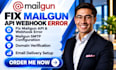 fix mailgun API webhook error mailgun SMTP domain verification email delivery