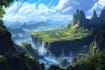 draw fantasy background and landscape