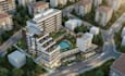 renewing 3d downtown area,high density development,tiered terraces,aerial render