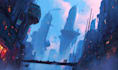 create a stunning cyberpunk city illustration