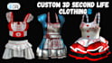 create high quality 3d second life model, 3d clothing, 3d outfit and rig it