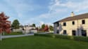 buildup modern suburban building, residential housing development, cgi rendering