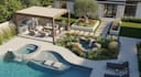 design backyard frontyard landscape patio garden pool and 3d rendering