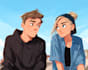 design a romantic couple in anime style