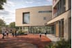 3d kindergarten school, playground equipment design, courtyard space rendering