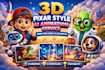 3d pixar style ai animation 3d ai cartoon storytelling 3d disney pixar animation