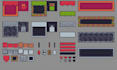 do pixel art game UI, icons, hud gui elements, frames, mana health bar screen