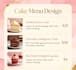 design a modern cake menu for bakery or cafe