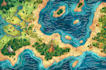 create detailed 2d map, vector map sketch illustration