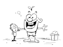 make a black and white   cartoon  sketch