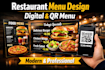 design cafe or restaurant menu, food menu, digital menu and qr code menu design