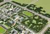 render 3d aerial view academic campus,community development,cgi urban masterplan