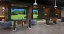 function indoor golf simulator,interior basement layout,trackman golf,cgi render