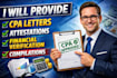provide cpa letter, attestation, financial verification and compilation