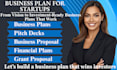write a business plan with a financial plan for startups, business plan writer