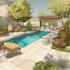 do landscape design with front yard, backyard design, pool, deck, garden design