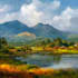 create digital oil paint style landscape art