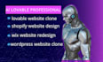 clone lovable website to shopify wordpress wix squarespace