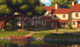 create your pixel art background scene landscape and illustration