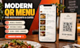 design a modern qr code menu, mobile restaurant menu design, digital menu design