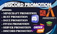promote your gaming minecraft server, rust, dayz, fivem server discord promotion