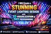 create a stunning event lighting design with 3d visualization and dmx program