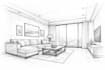 draw 1 point 2point perspective sketch room interior drawing